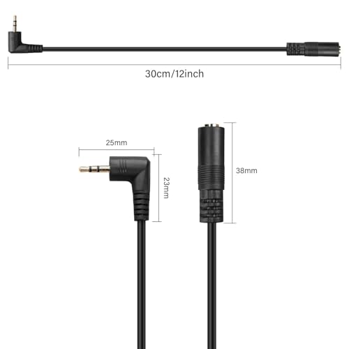 Right Angle 2.5mm Audio Aux Cable,90 Degree 2.5mm Male to Female TRS Stereo Audio Extension Cable for Smartphone,Headphone,Mp3 Player（0.3M）
