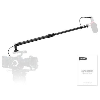 NEEWER Carbon Fiber Microphone Boom Pole, 44-92cm Extendable, Built In 3.5mm TRS Male to Female Cable, NATO Nail, Cold Shoe Mount, 180° Tilt, 500g Max Load Mic Arm for Interviews, Filmmaking, BP01 - style: BP01
