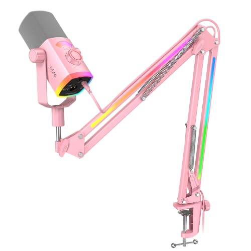 FIFINE AM8PROTP XLR/USB Gaming Microphone Kit, Dynamic RGB Streaming Mic - color: Pink