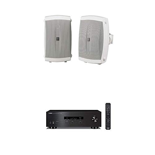 Yamaha NS-AW150WH 2-Way Indoor/Outdoor Speakers (Pair, White) with Yamaha R-S202BL Stereo Receiver - style: R-S202BL w/ 2 Outdoor Speakers -White