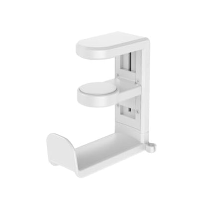 White Multi-Functional 360° Rotatable E-Sports Bluetooth Over-Ear Headphone Clamp-on Desk Hanger – Punch-Free Table Clip Hook for Thoughtful Under-Desk Storage - color: White