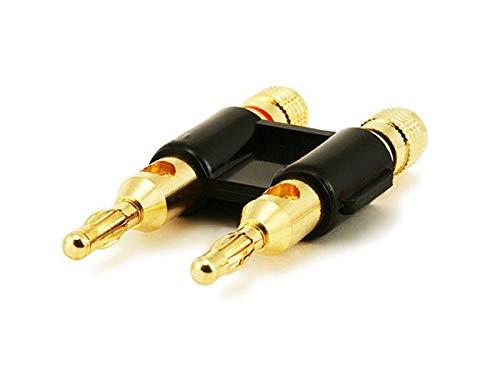 Monoprice Dual 24k Gold Plated Speaker Banana Plugs, Black - color: Black