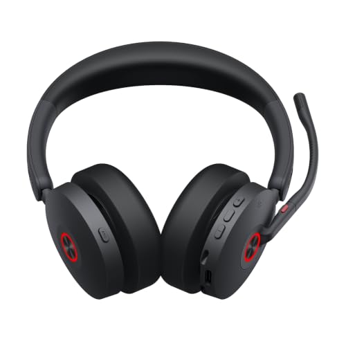 Yealink WH68 Hybrid Wireless Headset with Noise Cancelling Mic for Office | ANC Headphones,DECT and Bluetooth Dual-Connect,Teams Certified,6 Mics,492ft Range,32H Call Time,PC/Laptop/Desktop/Work/Zoom