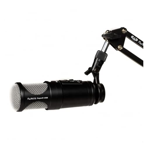 CAD PM1300 PodMaster™ SuperD usb Professional Broadcast / Podcasting Microphone with SuperD VOG Dynamic Capsule, supplied with Broadcast Boom Mic Stand, Black - style: PodMaster SuperD USB