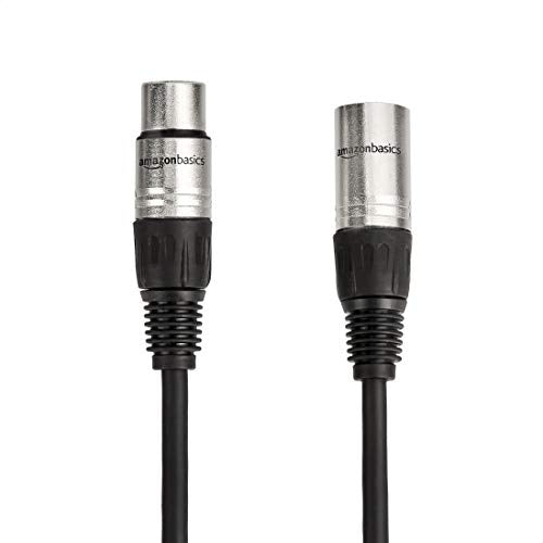 Amazon Basics 2-Pack XLR Male to Female Microphone Cable for Speaker or PA System, All Copper Conductors, 6MM PVC Jacket, 25 Foot, Black - size: 25 Feet, style: 2-Pack
