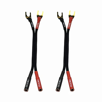CNCESS Female Banana Jack to Spade Plug for Speaker Cable (Large Spade) - size: Large Spade