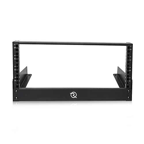 RIVECO 4U Network Rack Desktop 19 Inch 2 Post Open Frame Shelf with Reinforced Beam, Free Standing Tabletop Racks for IT Server Sound AV Equipment - size: 4U