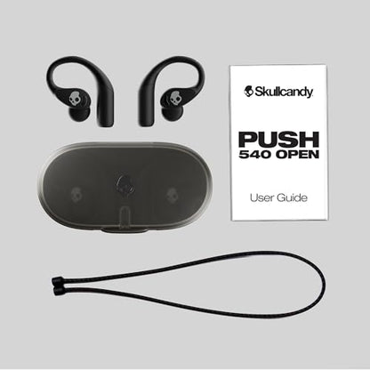 Skullcandy Push 540 Open Wireless Open-Ear Bluetooth Earbuds - True Black | Sweat and Water Resistant, 42 Hours Battery, Detachable Neckband, Secure Over-Ear Fit, Running Outdoors, Exercise, Gym - color: True Black