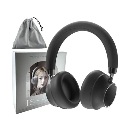 Active Noise Cancelling Headphones, Bluetooth 5.3 Over Ear Wireless Headphones with 40mm HiFi Drivers, CVC8.0 Mic, 50H Playtime, Protein Leather Comfort Earpads for Travel, Office (Black 2) - color: BLACK 2