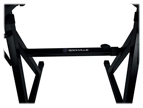 Rockville Z55 Z-Style 2-Tier Piano Keyboard Stand w/ Bag & Headphone Hook – Portable & Sturdy, Height & Width Adjustable, Fits 54/61/76/88-Key Electric Pianos & Keyboards – 250 lb Capacity | Includes Travel Bag, 250 lb Capacity, Headphone Hook, Anchoring