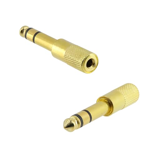Quarter inch Adapter, Headphone Adapter 6.35 mm (1/4 Inch) Male to 3.5 mm (1/8 inch) Female Headphone Jack Plug, for Player, Headphone, Guitar Amplifier (6 Pack, Gold) - style: 6.35 mm (1/4 Inch) Male to 3.5 mm (1/8 inch) Female