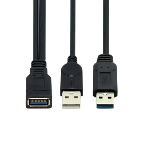 chenyang USB 3.0 Splitter Y Cable USB 1 Female to 2 Male Extra Power Data Extension Cable for 2.5" Mobile Hard Disk - color: USB 1 Female to 2 Male