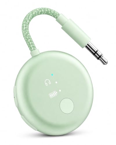 Avantree SoundJet R1 - Airplane Bluetooth Adapter for AirPods, 25H | Qualcomm aptX Adaptive & HD, dual-headphone pairing, 25-hour battery, USB-C charging, and single/dual airline plugs - color: 4. Green