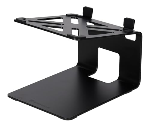 Rockville SR4 Speaker Riser Stands for 4" Desktop Speakers, Black, Pair | For Monitors, 5-Degree Tilt, 3mm Steel, 30 lb Capacity, Anti-Slip De-Coupling Pads, C-Shaped, 5" Height