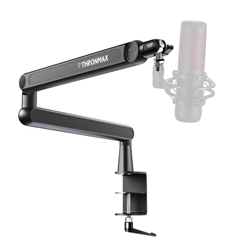 THRONMAX S7 TUNE Low Profile Mic Arm, 360° Rotatable Microphone Boom Arm Mic Stand, Cable Management, Easy Clamp for Streaming, Podcasting, Gaming,Universal fit for Blue Yeti HyperX QuadCast Finfine