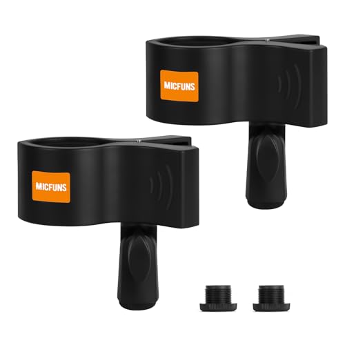 2 Pcs Upgraded Microphone Clip, Adjustable Mic Holder for Microphones with Outer Diameter Between 32mm and 60mm (2)