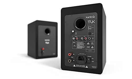 Kanto TUK Powered Speaker with Headphone Out | Built-in USB DAC | Dedicated RCA with Phono Pre-amp | Bluetooth | AMT Tweeter | 5.25" Driver | Pair | Matte Black - color: Matte Black