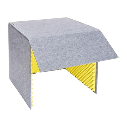 Desktop Soundproof Cover, Isolation Booth, Vocal Sound Absorbing Shield, Portable Vocal Recording Booth, Sound Proof Foam Room, Microphone Isolation Booth Cube, for Office, Home Studio (Yellow)
