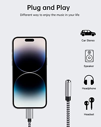 3.5mm to Lightning Adapter, Apple Dongle Jack Headphone Adapter Converter | [Mfi Certified]2pack Male to Female Aux Audio Dongle Ox Connector for iPhone 14 Pro Max/13/12/11/XR/XS/SE/8 Plus, iPad, iPod - color: Black, White