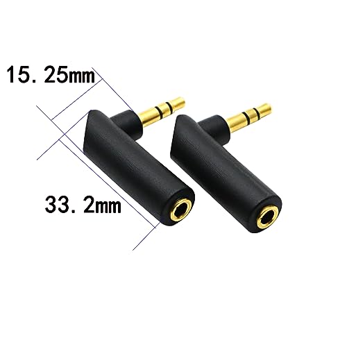 3.5mm Angle Male to Female Audio Adapter, 90 Degree Right Angle Gold-Plated TRS Stereo Jack Plug AUX Connector Compatible with Headset, Tablets, MP3 Players, Speakers(5 Pack)…