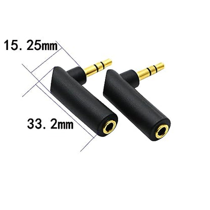 3.5mm Angle Male to Female Audio Adapter, 90 Degree Right Angle Gold-Plated TRS Stereo Jack Plug AUX Connector Compatible with Headset, Tablets, MP3 Players, Speakers(5 Pack)…