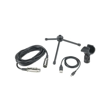 Audio-Technica AT2005USBPK Vocal Microphone Pack for Streaming/Podcasting, Includes USB and XLR Outputs, Adjustable Boom Arm, & Monitor Headphones,Black | USB and XLR Outputs, Adjustable Boom Arm, and Monitor Headphones, Black - style: AT2005USBPK