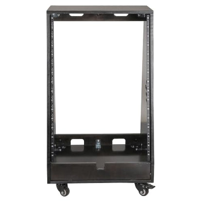 Sound Town DIY 16U Slanted Studio Rack with 2U Lower Storage, Casters, for Home Studio and Recording Room, Baltic Birch Plywood, Black Espresso (SDRK-16TD) - size: 16U,Black Espresso