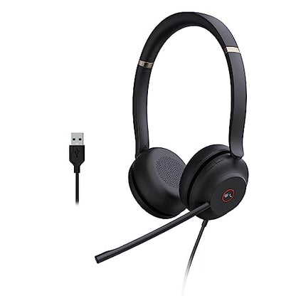 Yealink UH37 PC Headset with Microphone Stereo Teams Headset with USB-C/A | Wired Computer Headphones with Noise Cancelling Mic for Laptop Office Call Center On-Ear USB Headphone Zoom Teams Certified - style: Stereo