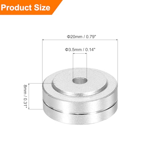 MECCANIXITY 8 Pcs Subwoofer Isolation Pad, 20x8mm Speaker Isolation Pad Feet Speaker Spikes Turntable Audio Studio Monitor Isolation Pad for Audio Equipment Single Line, M3 Screws Silver