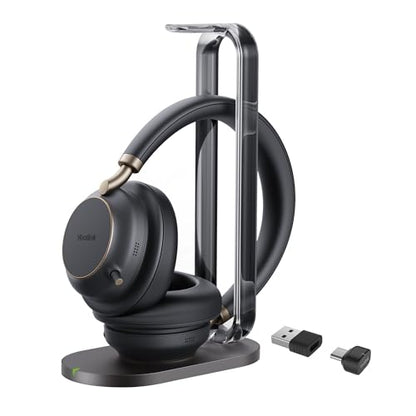 Yealink BH76 Plus with Stand ANC Wireless Headset for Work, Bluetooth Headsets with Microphone Active Noise Cancelling, Microsoft Teams Certified Headset UC Compatible with PC Mac Mobile Phone