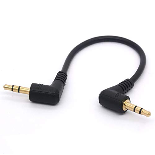 Short 3.5mm Right Angle Cable, Gold Plated 90 Degree | 3.5 Male to Male Audio Stereo Jack Plug Car Aux 3-Pole TRS (15 cm) - size: 20 cm
