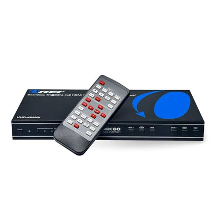 OREI 4x2 HDMI Matrix Multiview 4K@60Hz RS-232 IR PIP EDID 3.5mm/Analog OSD | Multiviewer HDMI 4K, HDMI 4x2 Quad Multiviewer – 18Gbps, HDCP 2.2, Dual HDMI Out, 8 Display Modes, Audio Extraction - style: 4x2 Multiviewer - 4K@60Hz