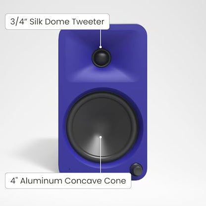 Kanto ORA4 140W Powered Reference Speakers with Bluetooth 5.0 and USB-C Input | 4” Woofers with Deep Bass Extension | Bi-Amplified | 80 Hz Automatic Crossover | Reference Quality Sound | Pair | Purple - color: Purple, size: 4" Woofer - 140 Watts