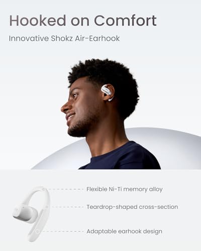 SHOKZ OpenFit Air - Open-Ear Headphones, True Wireless Earbuds, Water Resistant, Secure Earhooks for Daily Use, White - color: White