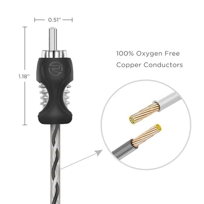 RECOIL RCI46 6ft 4-Channel RCA Audio Cable Twisted Pair Noise Reduction | 100% Oxygen Free Copper - size: 6ft