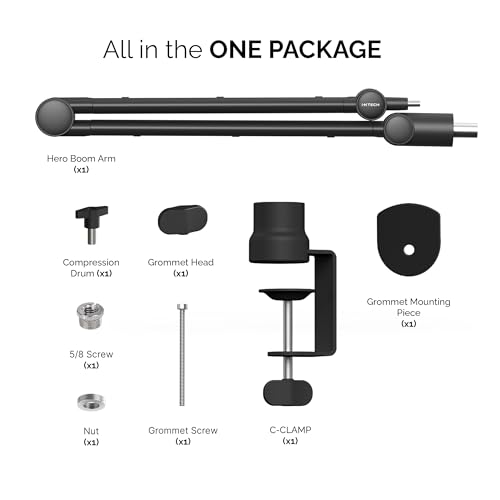 Boom Arm - Adjustable 360° Rotatable Microphone Sturdy Stainless Steel Mic Desk, Table Stand Foldable Scissor Stable Mount Arms for Radio Studio, Podcast, Gaming - color: HERO