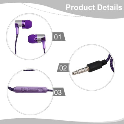 Wired In-Ear Headphones with Noise Cancelling, Ergonomic Earbuds for Sports, 3.5mm Jack Compatible with Phones and Devices, Blue Purple Silver(Purple) - color: Purple