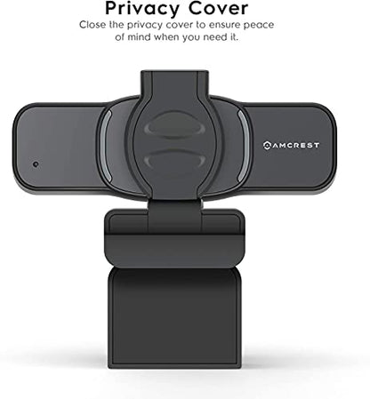 Amcrest 1080P Webcam with Microphone & Privacy Cover, Web Cam USB Camera, Computer HD Streaming Webcam for PC Desktop & Laptop w/Mic, Wide Angle Lens & Large Sensor for Superior Low Light (AWC201-B)