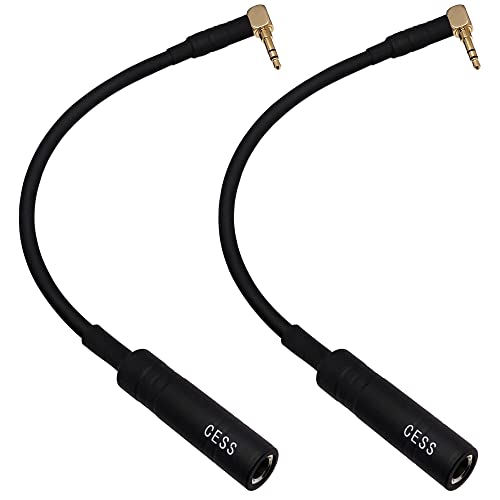 CNCESS Right Angle 3.5mm to 6.35mm Headphone Adapter, 6 in, 2-Pack