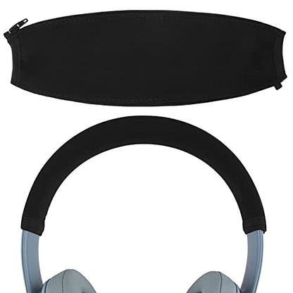 Geekria Headband Cover for Beats Solo 3/4/2, Zippered Neoprene, Black | Tool-Free DIY Installation, Fits 1MORE SonoFlow Pro HQ51, Washable Sweat-Resistant