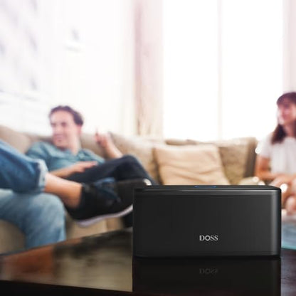 DOSS SoundBox Plus Portable Bluetooth Speaker with 16W Stereo Sound-Black | Rich bass, 20H Playtime, Wireless Stereo Pairing, Hands-free Calls, Bluetooth 5.0, For Home, Office, Dorm, Camping, Backyard - color: Black