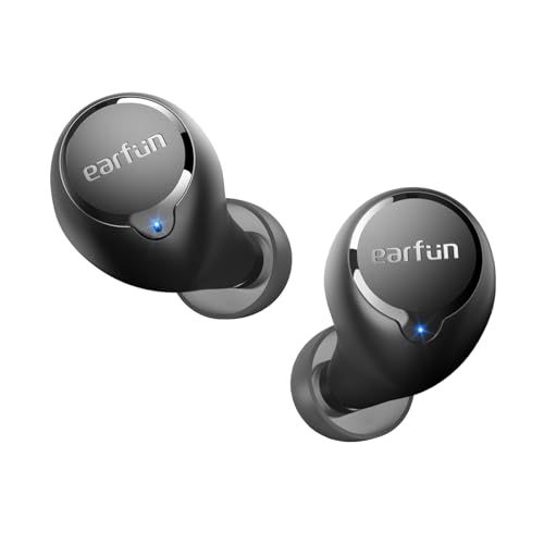 EarFun Free 2S Wireless Earbuds, Bluetooth Earbuds with Deep Bass | 4 Mics for Clear Call, Customizable EQ App, IPX7 Waterproof in-Ear Headphones, 30H Playtime, Wireless Charging - color: Black
