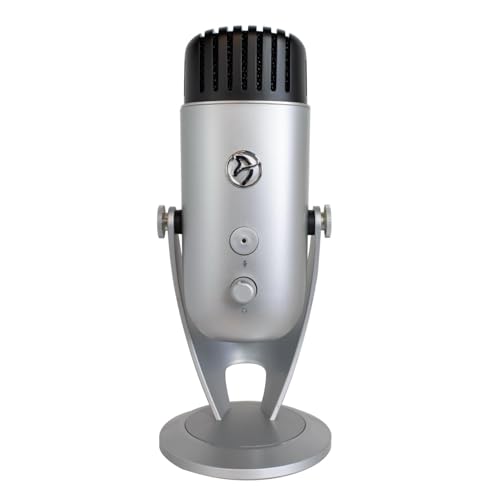 Arozzi Colonna Professional USB Condenser Microphone for PC, Mac, Gaming, Recording, Streaming, Podcasting on PC, Desktop Mic with Multi Pick-up Patterns - Silver
