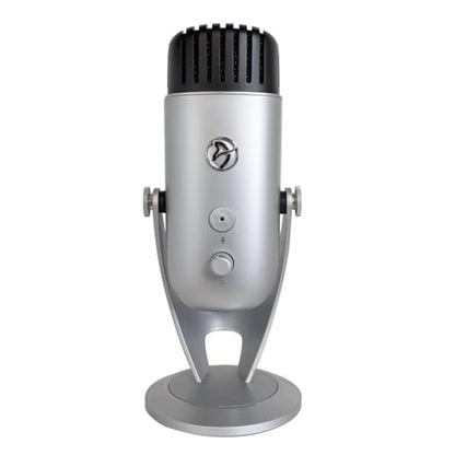 Arozzi Colonna Professional USB Condenser Microphone for PC, Mac, Gaming, Recording, Streaming, Podcasting on PC, Desktop Mic with Multi Pick-up Patterns - Silver