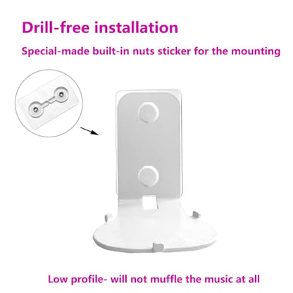 Wall Mounts Brackets for Sonos Roam 2/Sonos Roam/Sonos Roam SL(Include 2 PCS,Drill Free,Sturdy Metal,Enduring Paint Finish,Easy Install,White) - color: White, size: Wall mount-Pair set