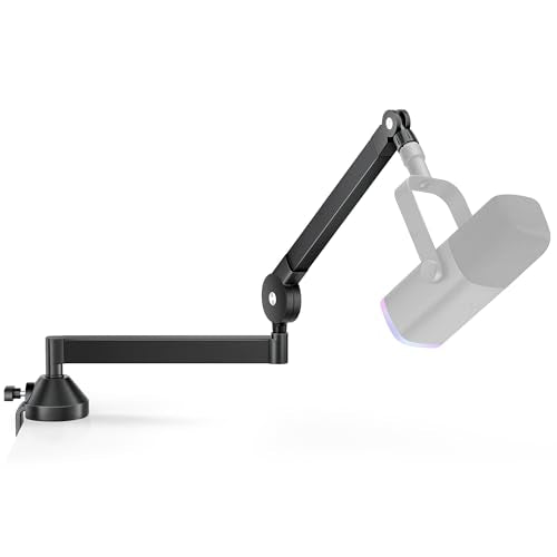 InnoGear Mic Arm Low Profile Microphone Boom Arm Mic Stand 360° Flex, Black | Vibration Resistant, 3.3 lbs Weight Capacity, Extendable up to 25.6", Multiple Adapters, for Desk Thickness Within 2.75" - color: Black, style: Low-profile A