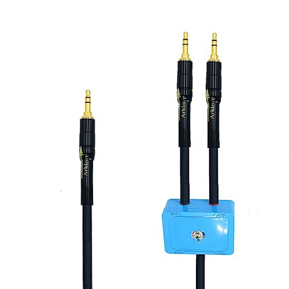 Arklove 3ft Sound Channel swicher 1/8" aux Input 3.5mm 2X 3.5 Output Switch Selector 2 in 1 Out R/L Stereo Audio 1 in 2 Out Stereo Audio Splitter with Phone pc Player - size: 3ft, style: 3.5mm switch selector