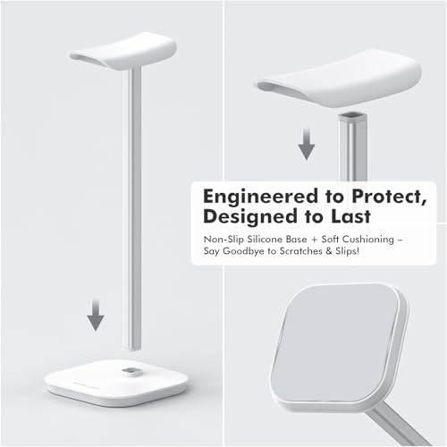 Headphone Stand, Aluminum Desk Headset Earphone Holder (White) - color: White