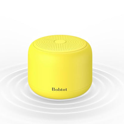 Bobtot Portable Bluetooth Speakers with Strap Easy to Carry Mini Speaker | Wireless Waterproof with Loud Stereo Sound, 20 Hours Playtime, Rechargeable Battery, Built-In Microphone, Yellow - color: Yellow