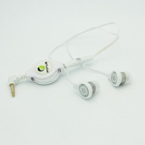 Retractable Headset Hands-Free Earphones w Mic Dual Earbuds Headphones in-Ear Wired [3.5mm] [White] for iPod Nano 5th, 7th Gen - iPod Touch 1st, 2nd, 3rd, 4th, 5th Generations - Google Pixel, XL